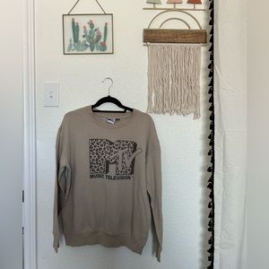 MTV Leopard Print Pullover Sweatshirt